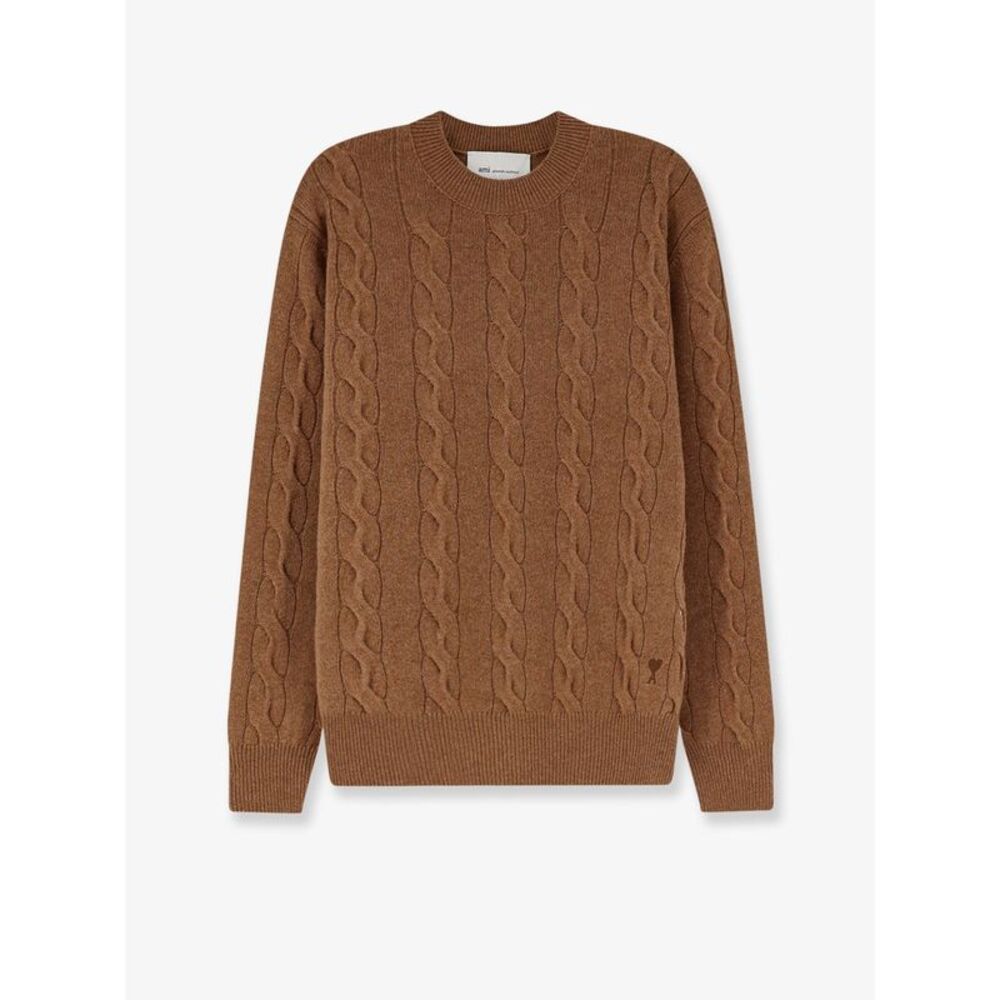 Ami Paris Men Braided Knit Wool Sweater